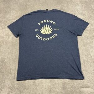 Poncho Outdoors Graphic T-Shirt Mens XL Navy Blue Agave Back Logo Crew Neck